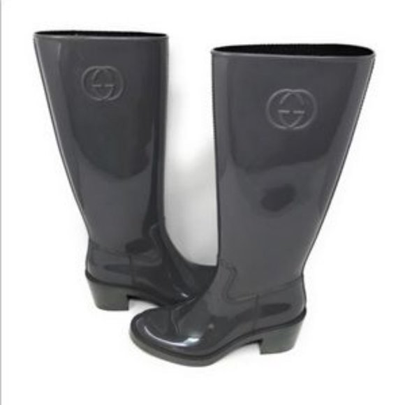 Gucci GG Grey rubber Rain boots size 39 / 9 - Picture 2 of 5